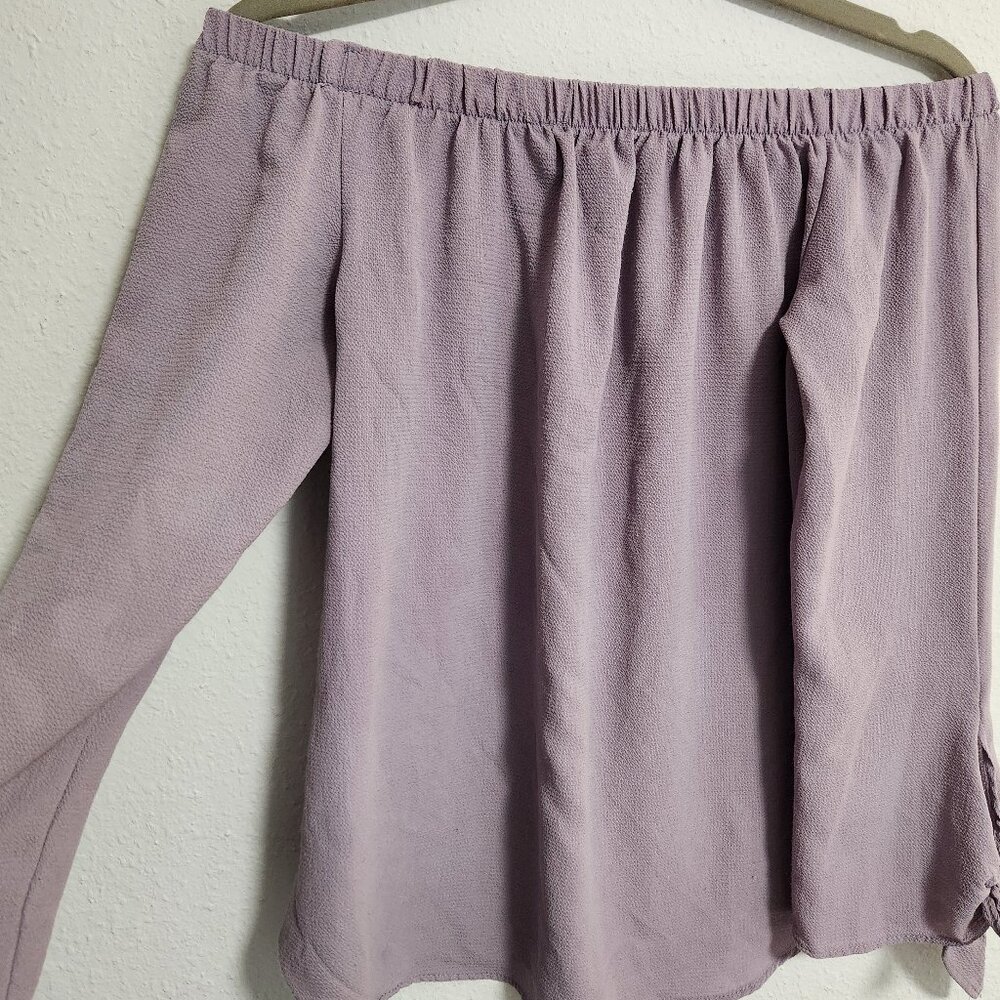 Haute Monde Lavender Purple 💜 Off Shoulder Bow Sleeve Top Small